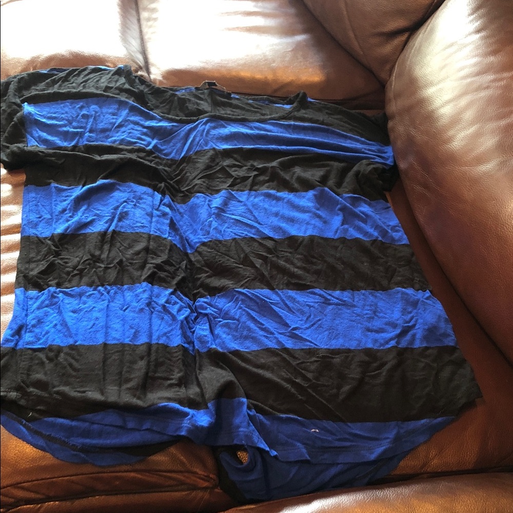 Blue and Black Striped Tee